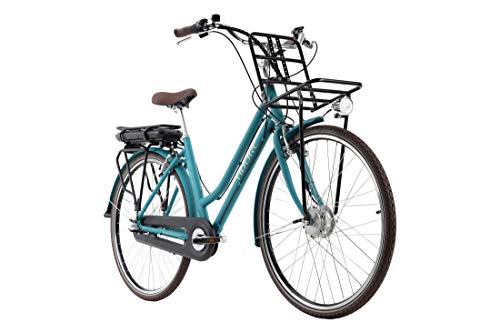 Adore Alu E-City-Bike Damen 28'' Cantaloupe blau Frontmotor 36 V/10,4 Ah 3 Gänge Designed by von Adore