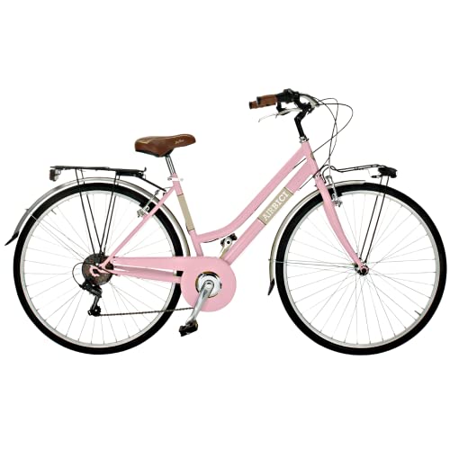 Airbici 603AC Damenfahrrad Citybike 28 Zoll | Fahrrad Damen Retro Cityräder City Bike 6-Gang, Stahlrahmen, Schutzbleche, LED-Licht und Gepäckträger | Fahrrad für Mädchen und Damen (Rosa) von Airbici
