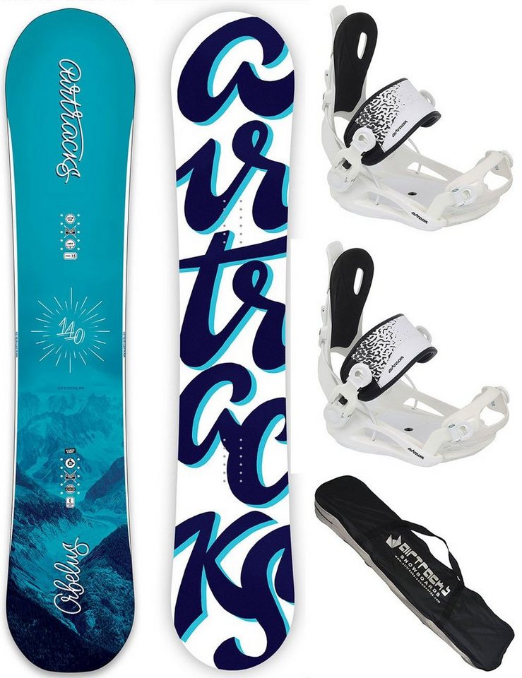 Airtracks Snowboard Damen Snowboard Set Orbelus (3er-Pack), Snowboard Orbelus Lady + Bindung Master W + Sb Bag / 140 145 150 cm von Airtracks