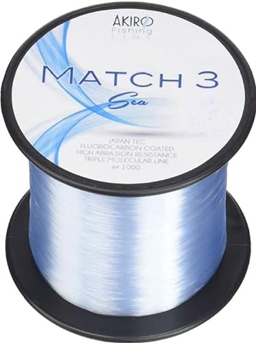 Akiro Match 3 Sea, Fischschnur, Unisex, für Erwachsene, Unisex - Erwachsene, AMMATSEABL1000.018, Azzurro Fluo, 0.18 mm von Akiro
