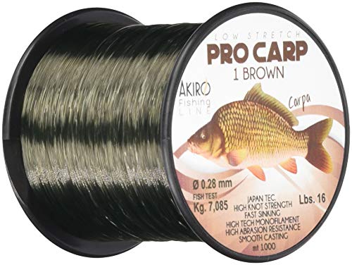 Akiro PRO-Carp 1 Fischschnur Unisex Erwachsene, Unisex - Erwachsene, AMCARP1BR1000.040, braun, 0.4 mm von Akiro