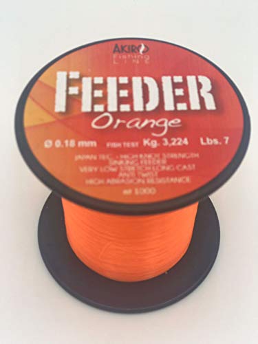 Akiro PRO Feeder Fischschnur Unisex Erwachsene, Unisex - Erwachsene, AMPROFEEOR1000.026, Arancione, 0.26 mm von Akiro