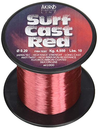 Akiro Surf Cast, Fischschnur, Unisex, Erwachsene, Unisex - Erwachsene, AMSURCASRE1000.035, rot, 0.35 mm von Akiro