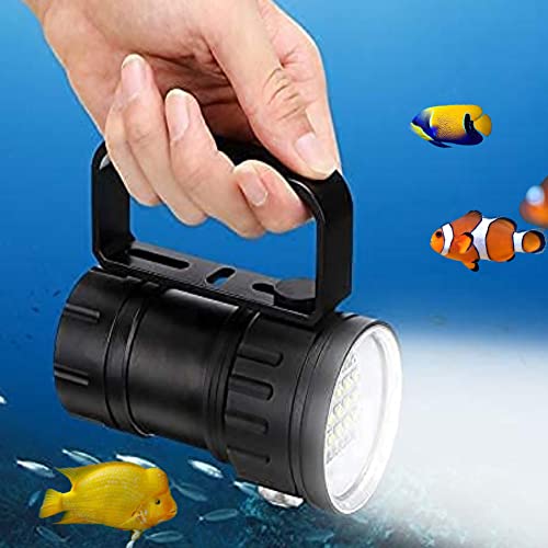 Underwater Flashlight, Underwater Flashlight, Akozon Tauchlampe, 18000LM 500m Extrem Hell Taschenlampe 7 Modi IPX8 wasserdichte Submarine Licht Tauchleuchte Unterwasser Taschenlampe mit Griff Hal von Akozon