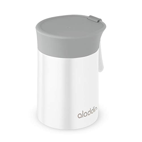 Aladdin Enjoy Thermavac Stainless Steel Food Jar 0.4L Weiß – Lunchbox - Hält 5,5 Stunden Heiß oder Kalt - Doppelwandige Vakuumisolierung - Auslaufsicher - Silikongurt - BPA-Frei von Aladdin