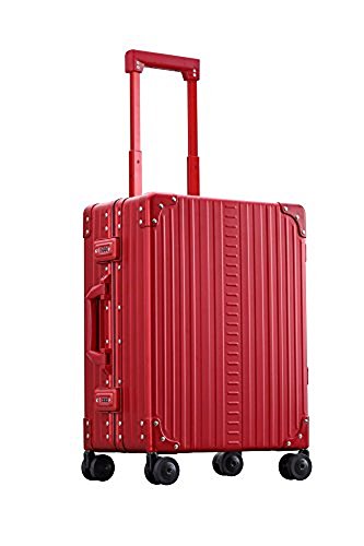 ALEON 66 cm Aluminium Reisegepäck Hardside Checked Gepäck, rubinrot (Rot) - 2655 von Aleon