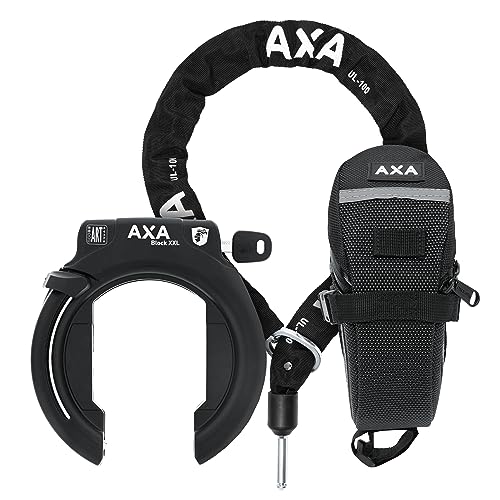 AXA Block XXL + ULC 100 + Set mit Tasche – Rahmenschloss mit Kette – Sicherheitsstufe 12 – Einsteckkette Länge 100 cm – Schwarze Tasche von AXA