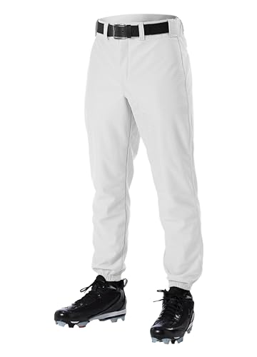 Alleson Ahtletic Jungen Jugend Baseballhose mit elastischer Unterseite, Weiß, Größe M von Alleson Athletic