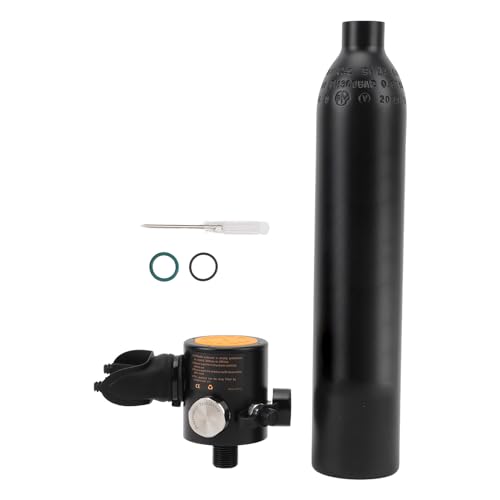 Mini-Tauchflasche, 0,5 L, Tragbar, Verstellbarer Atemwiderstand, Manometer, Tauch-Sauerstoffflasche Zum Schnorcheln (Black) von Alomejor
