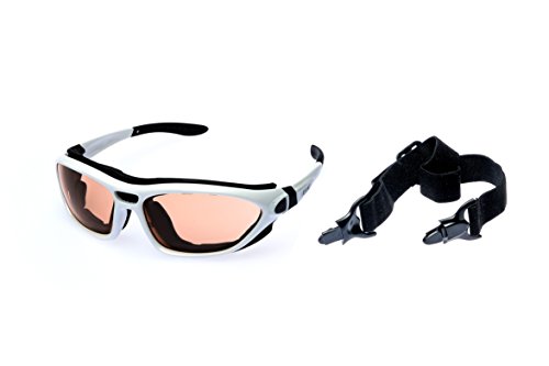 Alpland Sportbrille für Skifahren, Kitesurfing, Radfahren, mit abnehmbarem Band, Gläser mit Kontrastverstärkung, inkl. weicher Tragetasche von Alpland