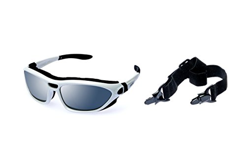 Alpland Sportbrille Sonnenbrille, Radbrille, Bergbrille, Kitebrille polarisiert (Weiß - Glas grey Cat.3) von Alpland