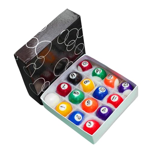 Amagogo 16-teiliges Mini-Billardtischkugel-Set, kleines Billardkugel-Set, Kunstharzkugeln, kleines Billardtisch-Zubehör, komplettes Set für das Spielzimmer zu, 32MM von Amagogo