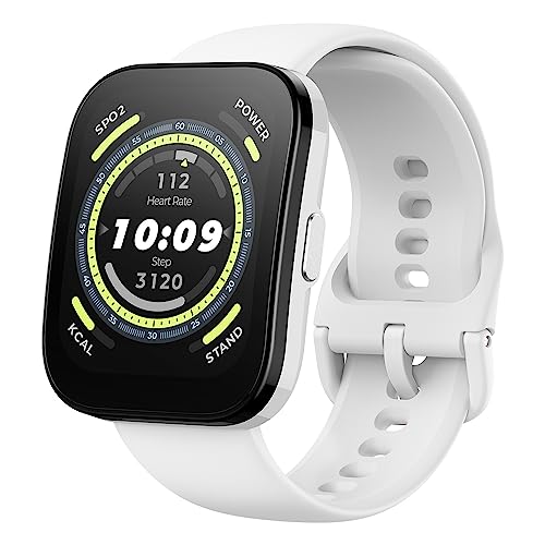 Amazfit Bip 5 Smartwatch mit Herzfrequenz 1,91-Zoll-Display mit 120 Sportmodi,Bluetooth-Anruf, GPS und 4 Satellitenpositionierungssystemen, Alexa,SpO2-Monitor, 10 Tage Akkulaufzeit, Weiß von Amazfit