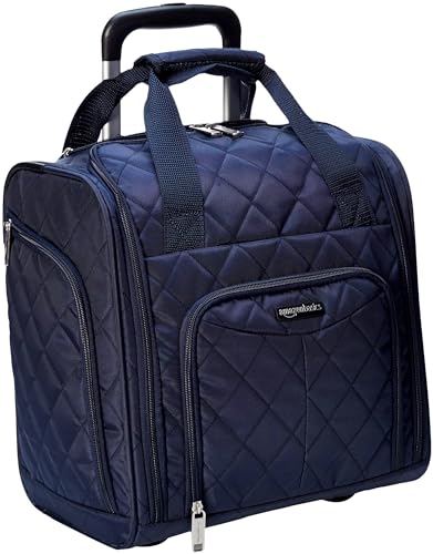 Amazon Basics Koffer zur Aufbewahrung unter dem Sitz, Marineblau Gesteppt, 33 x 33 x 22.86 cm von Amazon Basics