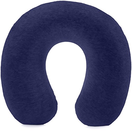 Amazon Basics - Nackenkissen aus Memoryschaumstoff, Halbkreisförmig, Marineblau von Amazon Basics