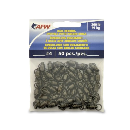American Fishing Wire Black Ball Bearing Swivels (50 Pieces), Size 4, 200 Pound Test von American Fishing Wire