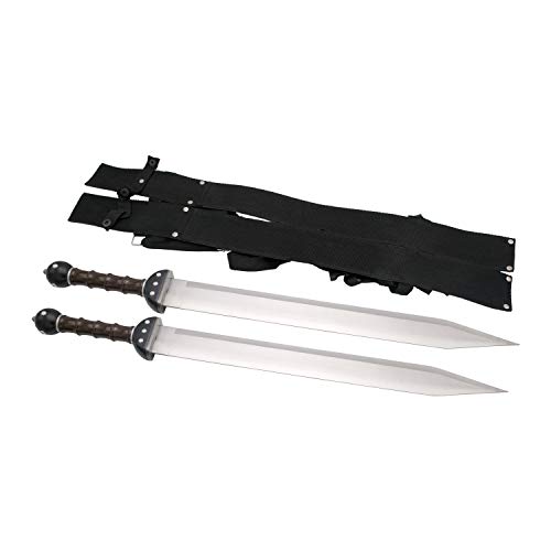 Amont Set mit Zwei Gladius S0195 Schwertern, inklusive Nylonholster und Riemen, Gesamtgröße 65 cm, Stahlklinge von Amont