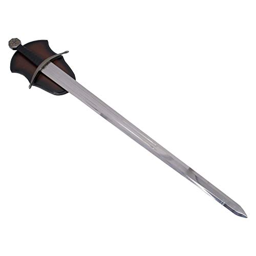 Amont Templar Sword S3002, mit vernickelter Oberfläche an Knopf und Schutz, schwarzer Griff, insgesamt 102 cm, Stahlklinge, mit Klammer von Amont
