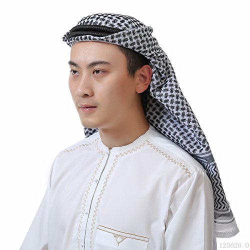 Amorar Arabische Kopftuch der Männer, islamische Print Schal Turban Kopfbedeckung, muslimische Abdeckung Schals Hijab Schal Dubai Kopftuch Headwrap,EINWEG Verpackung von Amorar