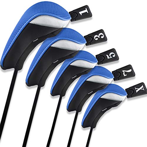 Andux 5 Stück Golf Driver Golfschlägerhauben Holz Kopfbedeckungen 460cc Driver Blau von Andux