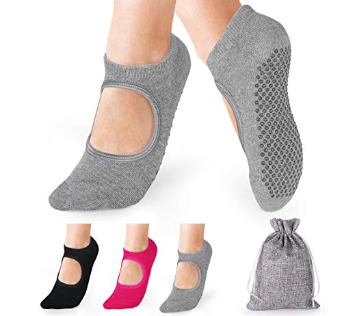 Anstore Yoga Socken Rutschfeste für Damen, 3 Paare Yoga Pilates Sock Ideal für Fitnes, 35-41 von Anstore
