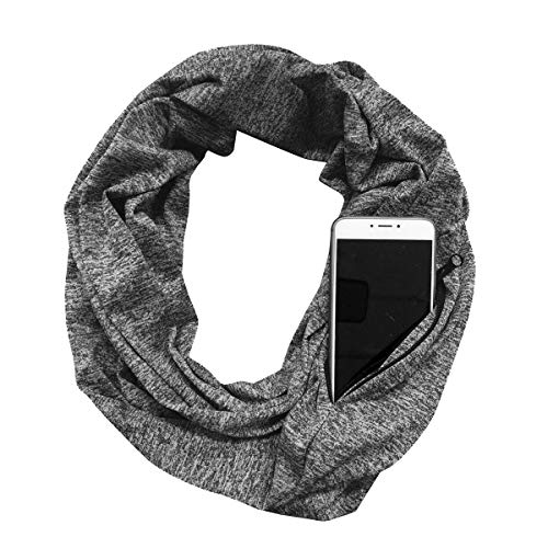 Antcher Unisex Unendlichkeits-Schal mit Reißverschlusstasche, bunt, für Reisen (grau) von Antcher