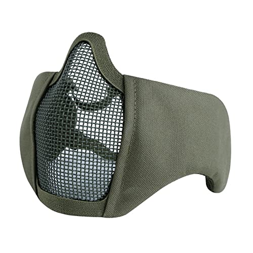 Aoutacc Airsoft Mesh Maske Halbmaske mit Ohrschutz für CS/Jagd/Paintball / Shooting, OD von Aoutacc