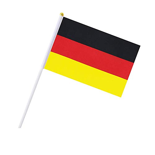 Apofly 1 Packung Small Country Flag Hand Flagge, Deutschland-Flagge, Deutsch-Stock-Flagge, Hand Mini Nationalflagge Banner mit weißen Stock Partydekoration Deutschland von Apofly