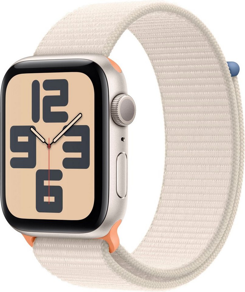 Apple Watch SE GPS 44 mm Aluminium One-Size Smartwatch (4,4 cm/1,73 Zoll, Watch OS 10), Sport Loop von Apple