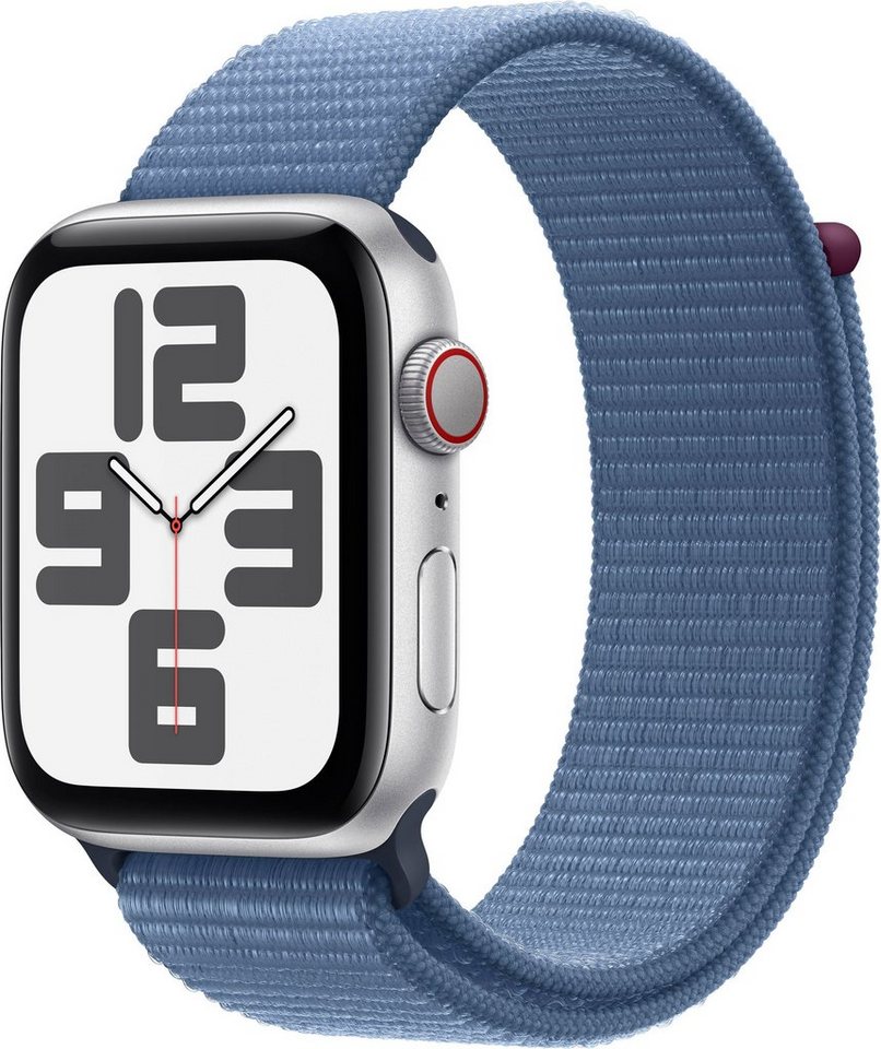 Apple Watch SE GPS Aluminium 44 mm + Cellular One-Size Smartwatch (4,4 cm/1,73 Zoll, Watch OS 10), Sport Loop von Apple