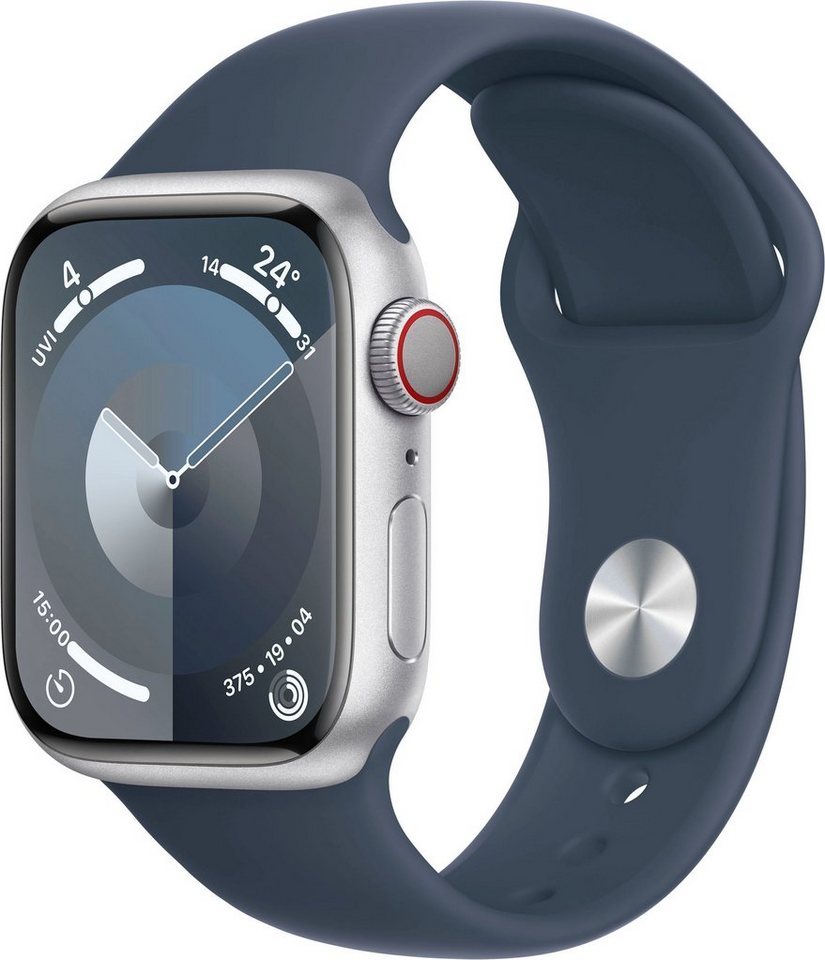 Apple Watch Series 9 GPS + Cellular 41mm Aluminium S/M Smartwatch (4,1 cm/1,61 Zoll, Watch OS 10), Sport Band von Apple