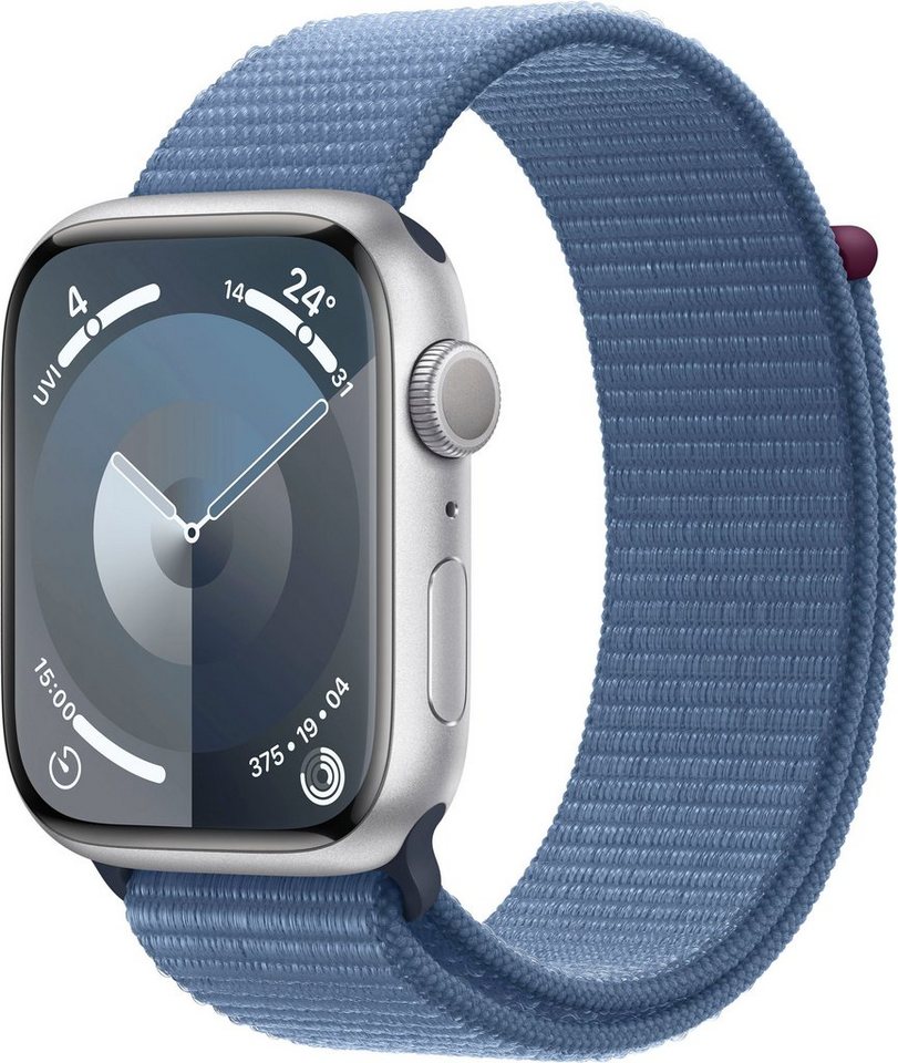 Apple Watch Series 9 GPS Aluminium 45mm One-Size Smartwatch (4,5 cm/1,77 Zoll, Watch OS 10), Sport Loop von Apple