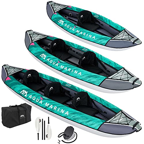 Aqua Marina, 2er Kajak aufblasbar im Set Laxo-320 2022 10‘6“ 2 Personen Paddelboot Kanu mit Paddel, Pumpe, Rucksack 320 x 90 cm von AM AQUA MARINA