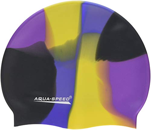 Aqua-Speed Herren Bunt Silicone S Multicolor Badekappe, Violett/Gelb/Schwarz, Einheitsgröße von Aqua-Speed