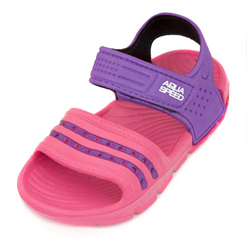Aqua Speed Noli Unisex Kinder Bade-Schuhe mit Schlaufe | Dusch-Schuhe | Sommer | Latschen | Clogs | Sandalen | Kinder-Schuhe | Stand-Up-Paddel-Schuhe 26 pink - Violet - 39 von Aqua Speed