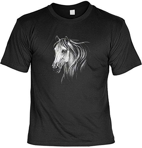 Art & Detail Shirt weißes Pferde Motiv Tshirt Horse Fb schwarz Größe L von Art & Detail Shirt