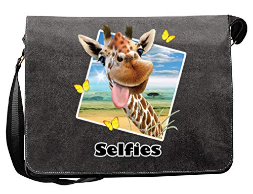 Selfie - Giraffe Giraffe Langer Hals - Tasche Canvas als Geschenk Mitbringsel von Art & Detail Shirt