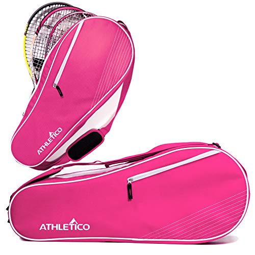 Athletico 3 Tennisschlägertasche | Gepolstert zum Schutz von Rackets & Lightweight | Tennisprofi oder Tennisanfänger | Unisex-Design für Männer, Frauen, Jugendliche und Erwachsene (Pink) von Athletico