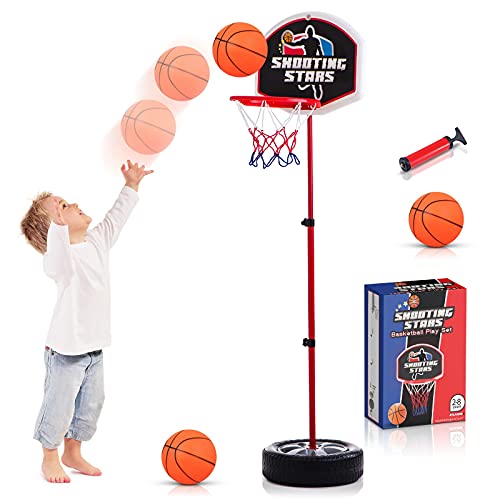 Kleinkind Basketball Korb Ständer Verstellbare Höhe 0,8-1,2 m – Mini Indoor Basketballkorb Spielzeug mit Ball & Pumpe für Babys, Kinder, Jungen, Mädchen, Mini Basketball Spielzeug von Atlasonix