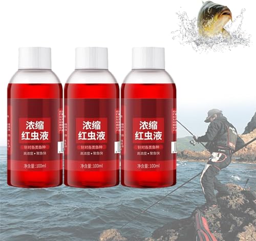 Aumude Red40 Fishing Liquid, Red Worm Scent Fish Attractants for Baits, Strong Fish Attractant High Concentrated Red Worm Liquid Bait Fish Additive, Fish Lures Bait Attractant Enhancer (3 Pcs) von Aumude
