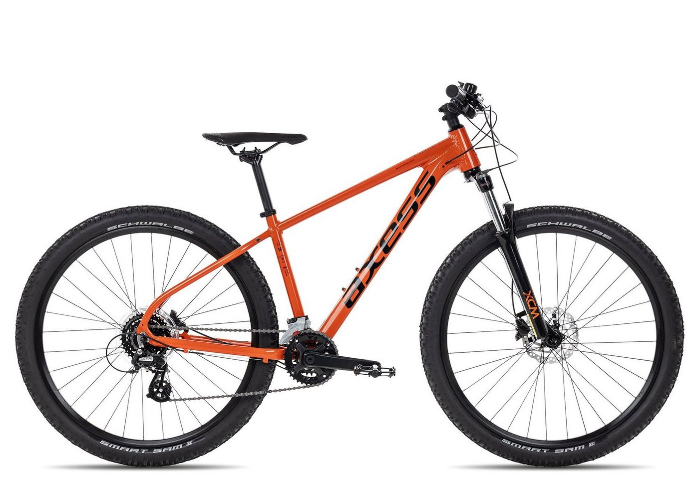 Axess Mountainbike DEBRIS, 16 Gang Shimano RD-M360 Acera 8 Schaltwerk, Kettenschaltung, MTB-Hardtail rot/orange von Axess