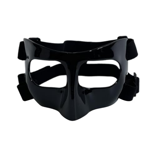 Aymzbd Basketball-Maske, Gesichtsschutz für gebrochene Nase, Gesichtsmaske mit verstellbarem Riemen, Basketball-Nasenschutz für Fußball, Softball, Football, Schwarz 15x9.5x8.5cm von Aymzbd