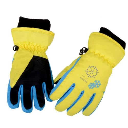 Azarxis Kinder Handschuhe Winter Ski Handschuhe für Kinder Mädchen Jungen Radfahren Skifahren Snowboarden (Gelb, S (7-8 Jahre)) von Azarxis