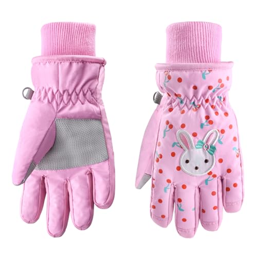 Azarxis Kinder Skihandschuhe, Winddichte Winterhandschuhe, Kalt Wetter Handschuhe für Junge und Mädchen (Rosa, L (9-13 Jahre)) von Azarxis
