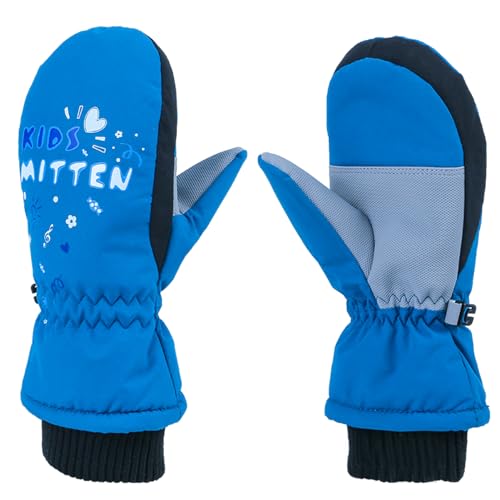 Azarxis Kinder Skihandschuhe Fausthandschuhe Reißfeste und Winddichte Handschuhe Fäustlinge Winterhandschuhe für Jungen und Mädchen (Blau, XS (5-7 Jahre alt)) von Azarxis