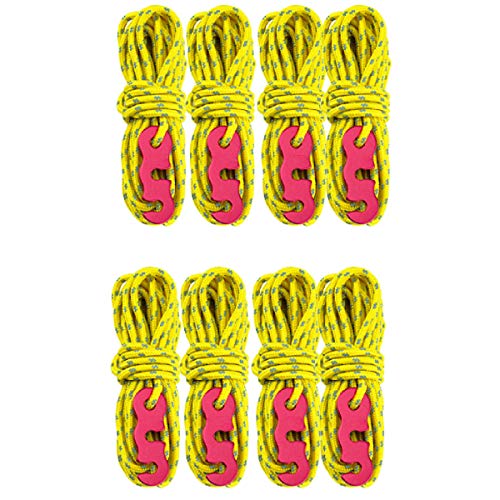 Azarxis Reflektierend Abspannseile mit Seilspanner, Paracordseil mit Einem, 400cm Zeltseil Spannschnur Zeltleine für Tarp Zelt Camping Wandern (Gelb - 8 Stück) von Azarxis