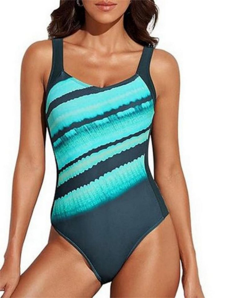 B.X Monokini Damen Sportliche Badeanzüge Farbblock Push-Up-Badeanzug Badebekleidung Sexy Einteiler-Badeanzug in Übergröße, Bauchkontrolle Badekleid von B.X
