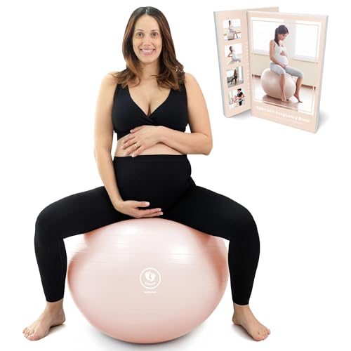 BABYGO® Gymnastikball Schwangerschaft Sitzball Büro Schwanger Yoga Pezziball | inklusive Schwangerschaftsbuch zur Geburt & Fitness | Anti-Burst 1000kg (Nude, 75cm - 5'11" +) von BABYGO