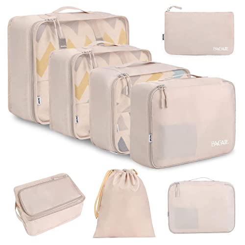 BAGAIL 8 Teilige Packwürfel, Kleidertaschen, Packing Cubes, Verpackungswürfel, Packtaschen Set für Urlaub und Reisen, Kofferorganizer Reise Würfel, Ordnungssystem für Koffer von BAGAIL