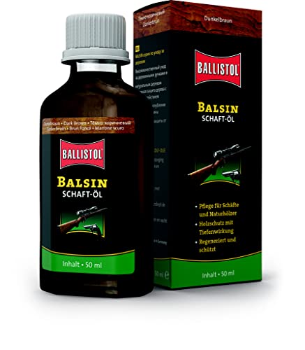 BALLISTOL Unisex – Erwachsene Waffenpflege Balsin Schaftöl Flasche, Dunkelbraun, 12 Stück von BALLISTOL